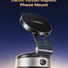 Lisen ProGrip Telefoonhouder – Automatische Vacuüm Zuignap – Magnetisch – Voor Auto, Tesla, Thuis, Vakantie, Camping, Vliegtuig, Padellen, Filmen, Contentcreatie