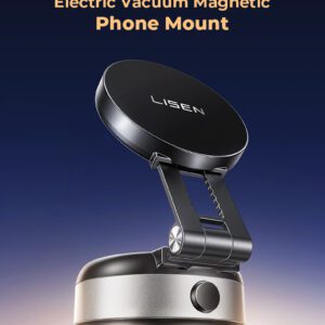 Lisen ProGrip Telefoonhouder – Automatische Vacuüm Zuignap – Magnetisch – Voor Auto, Tesla, Thuis, Vakantie, Camping, Vliegtuig, Padellen, Filmen, Contentcreatie